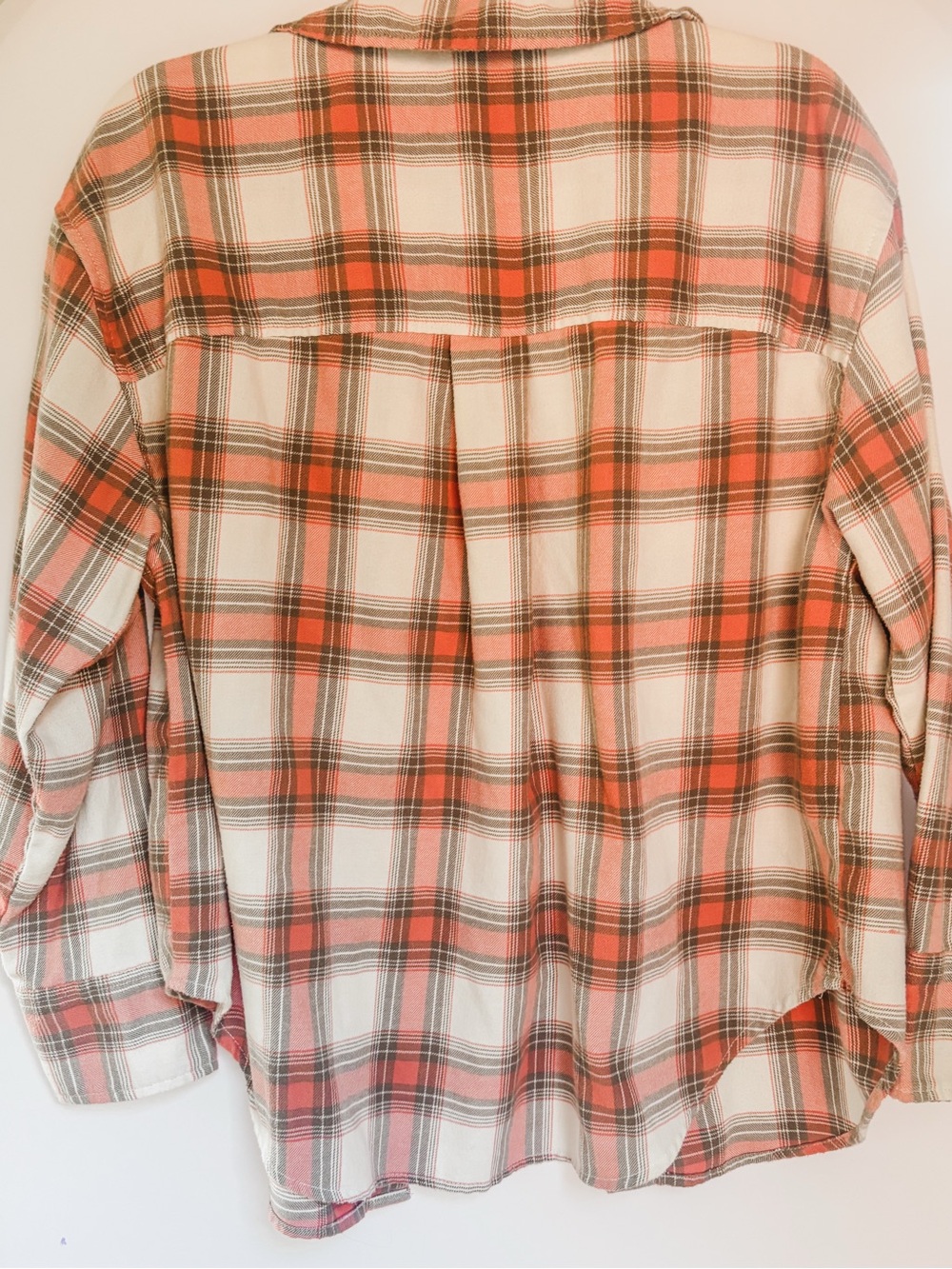 American Eagle Outfitters women's Orange Plaid Button-Up Shirt - Picture 5 of 6